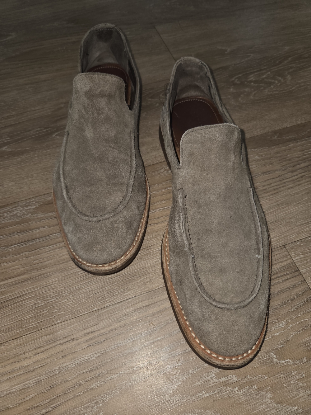 Allen Edmonds Taupe Suede Slip-On Loafers Sz 12 Mens Dress Casual EUC